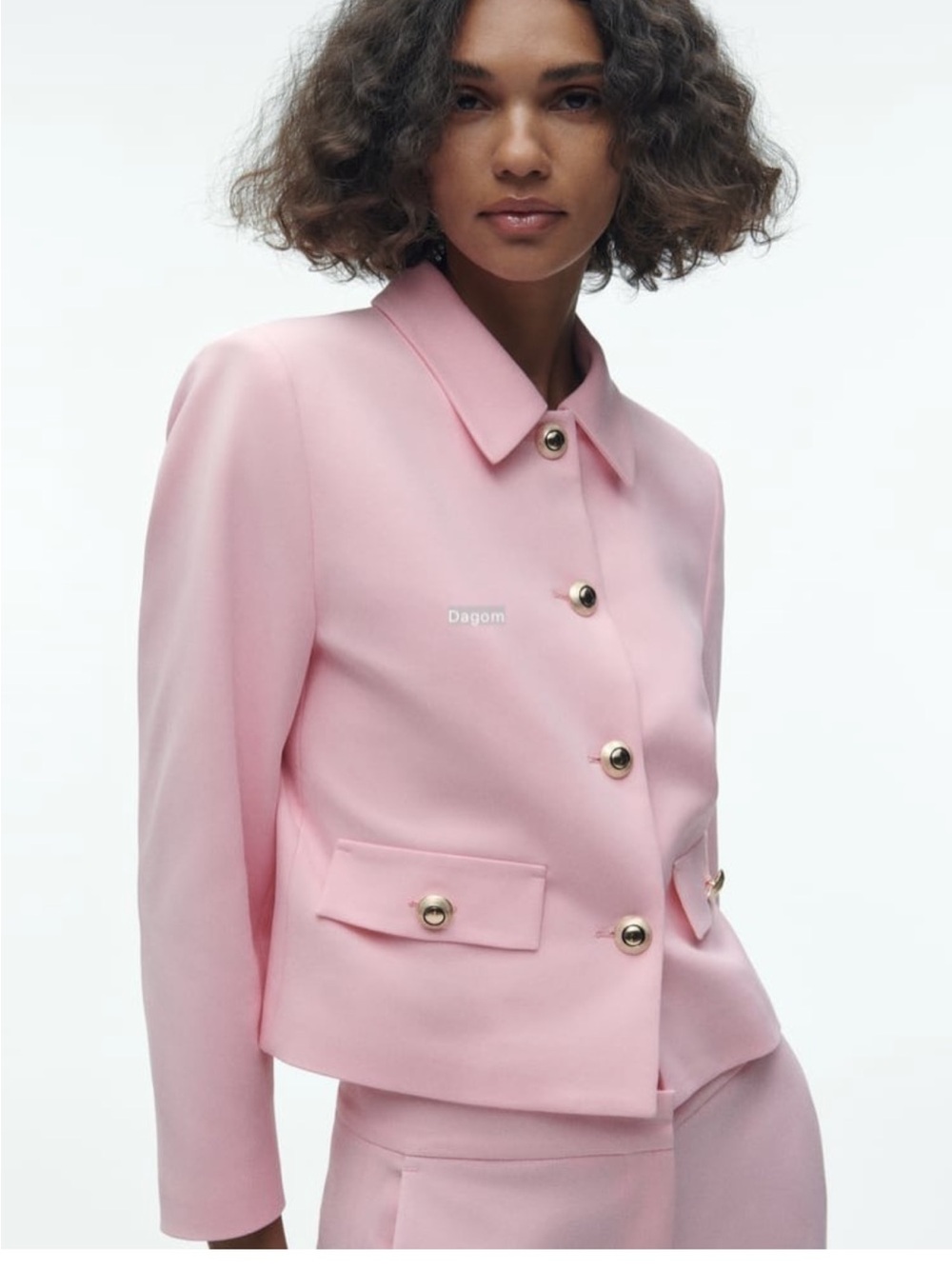 Zara baby Soft Pink Cropped Blazer with Gold Buttons size M